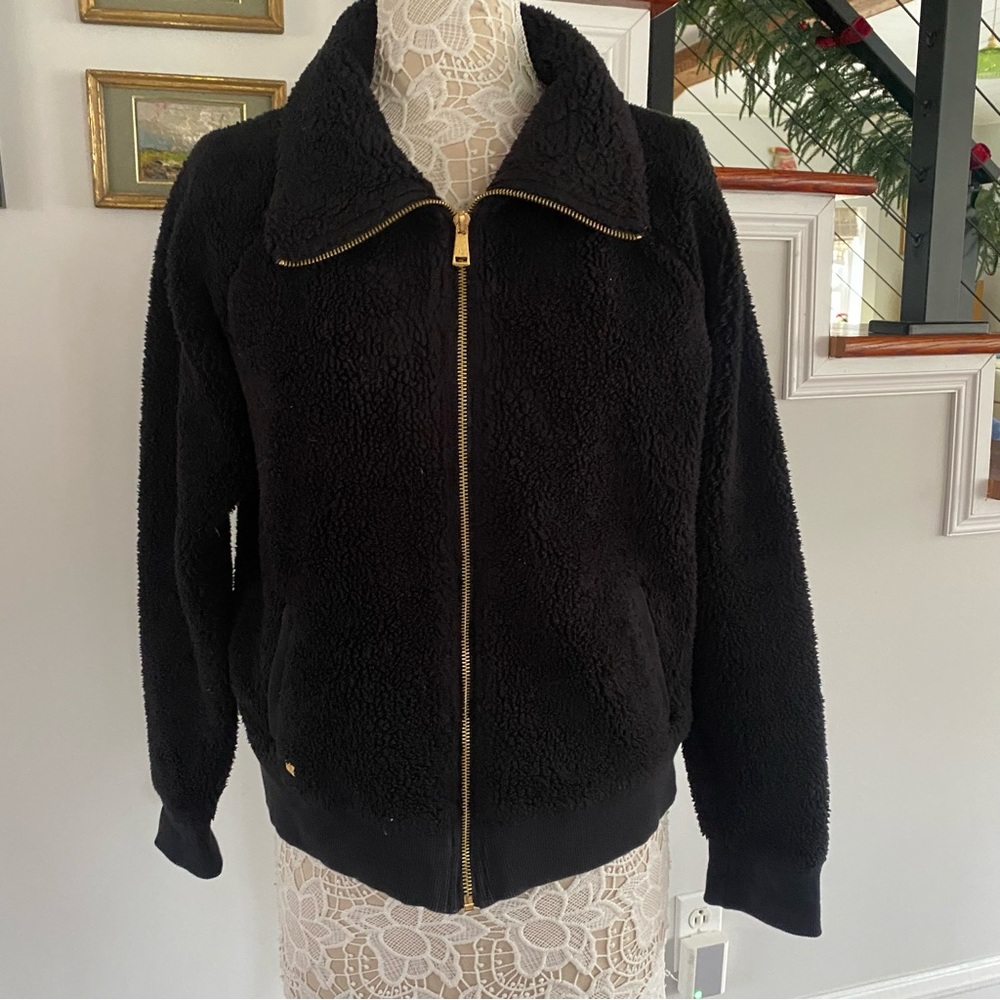 LAUREN RALPH LAUREN Black Teddy Zip Up Jacket Medium